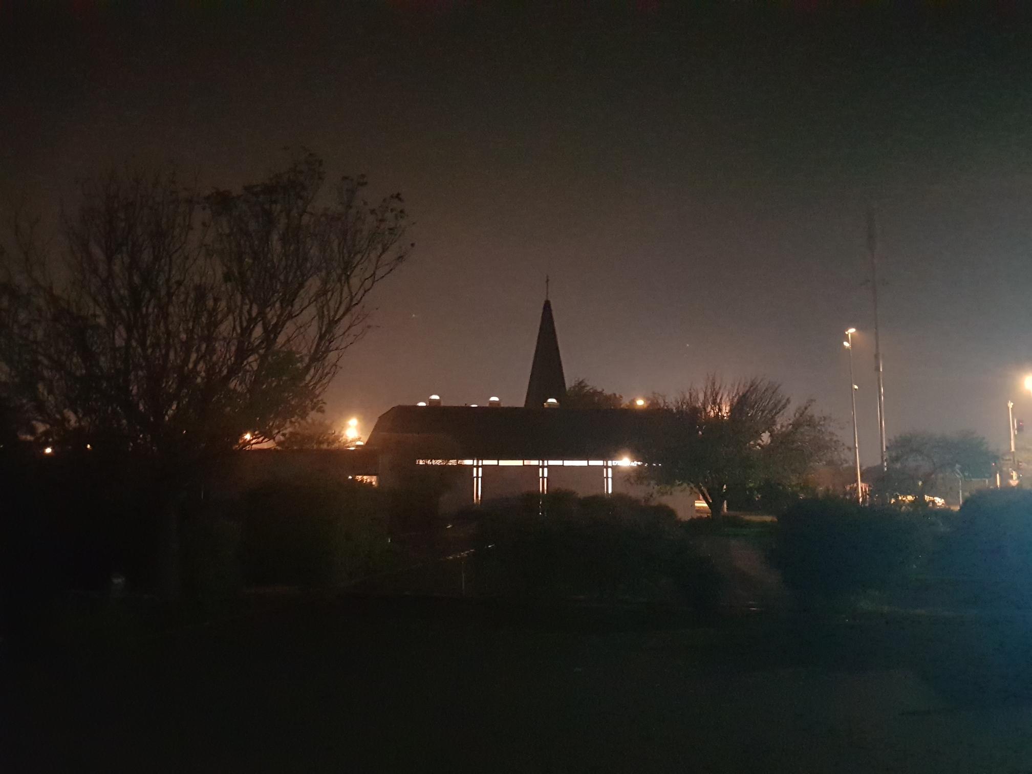 The church building at night